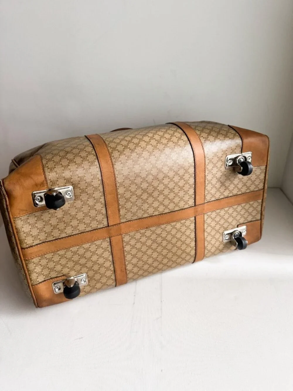 Vintage Celine Coated Canvas Duffle Travel Bag